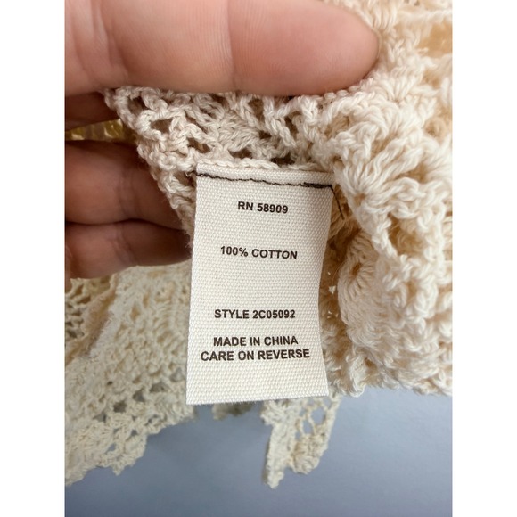NWT Chelsea Violet Crochet Knit Crop Tank Top Cream Boho Festival Women's Size M - Picture 8 of 8